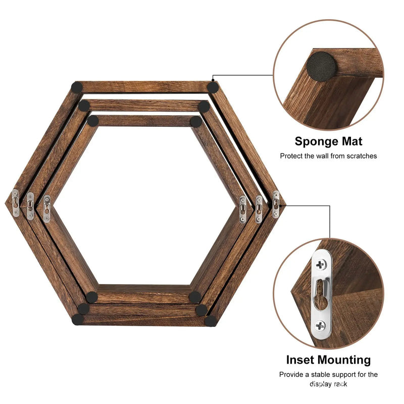 Shelving wall hanging Wooden hexagonal frame living room wall decoration wall hanging frame