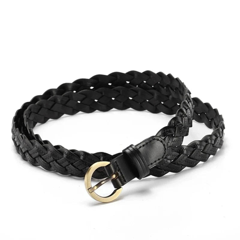 Ladies Woven Candy Belt Alloy Pin Buckle Women's Thin Belt