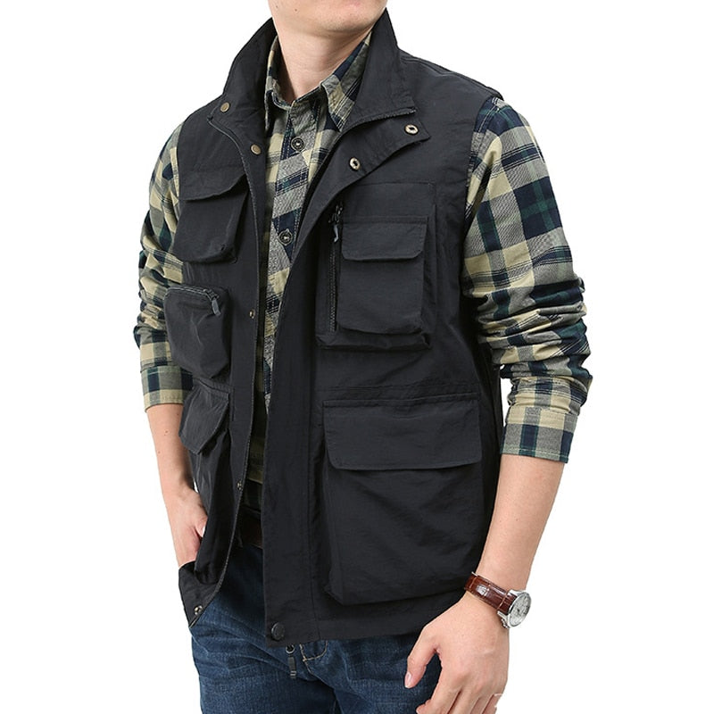 Men Casual Vest Waterproof Quick-drying Multi-pocket Vest Men Outdoor Tactical Photography Hunting Sports Clothing