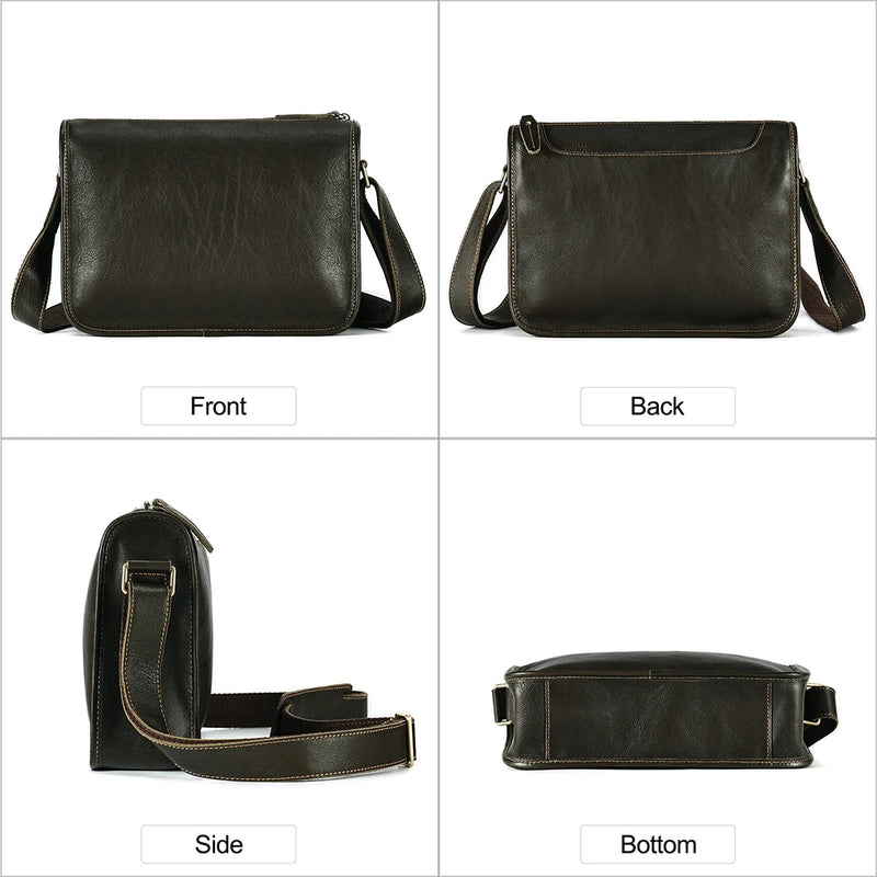 Genuine Leather Small Messenger Bag for Men Business Work Casual Crossbody Bags Leather Shoulder Bag