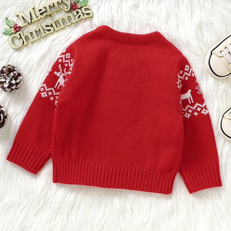 Infant Kids Baby Girls Boys Long Sleeve Cute Deer Pullover Sweaters Christmas Baby Girls Boys Children's Clothes Knit Sweaters