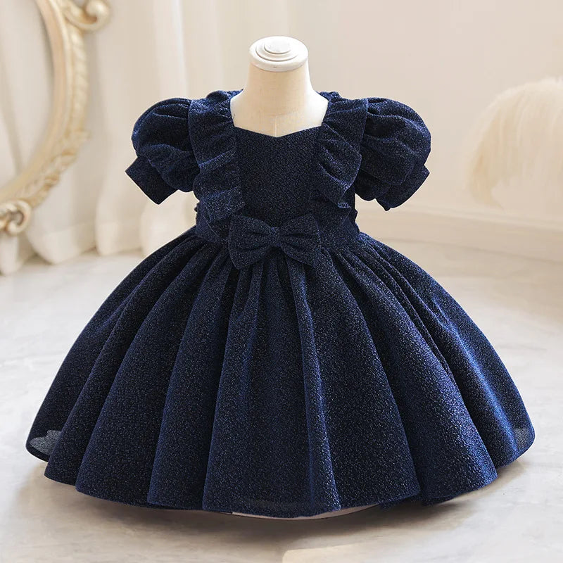 Baby birthday first year dress Toddler cute baby girl bubble sleeve