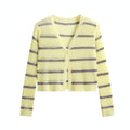 Classic Striped Cardigan Short linen Knitted Jacket Spring Summer Style Knitted Cardigans Women