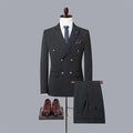 Men's Casual Boutique Double Breasted Business Suit Jacket Trousers Pants Set Blazers Coat