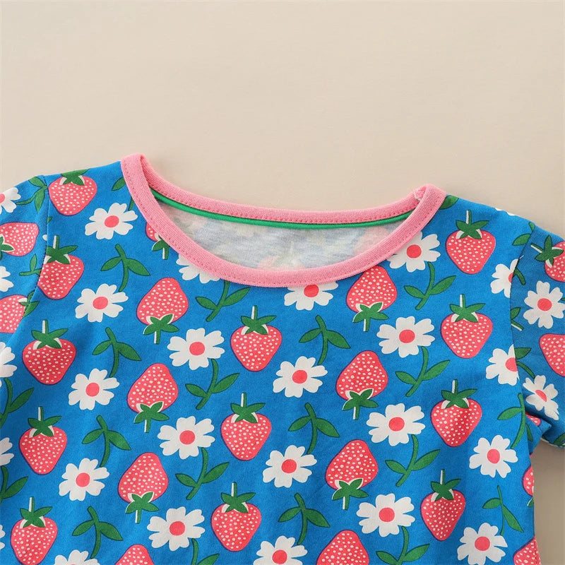 Baby Dresses Strawberry Summer Short Sleeve Cartoon Toddler Costume Dress