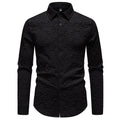 Embossed Fabric Design Men's Shirt Spring Casual Solid Shirts