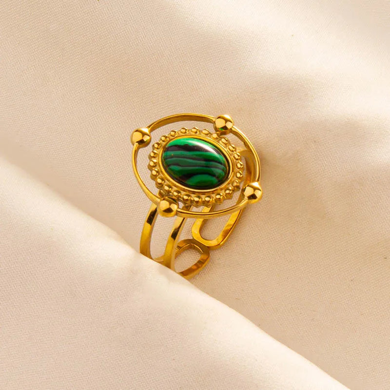 Rings Bohemian Jewelry Green Gemstone Plated Turquoise Rings For Women Girl Gifts Never Fade