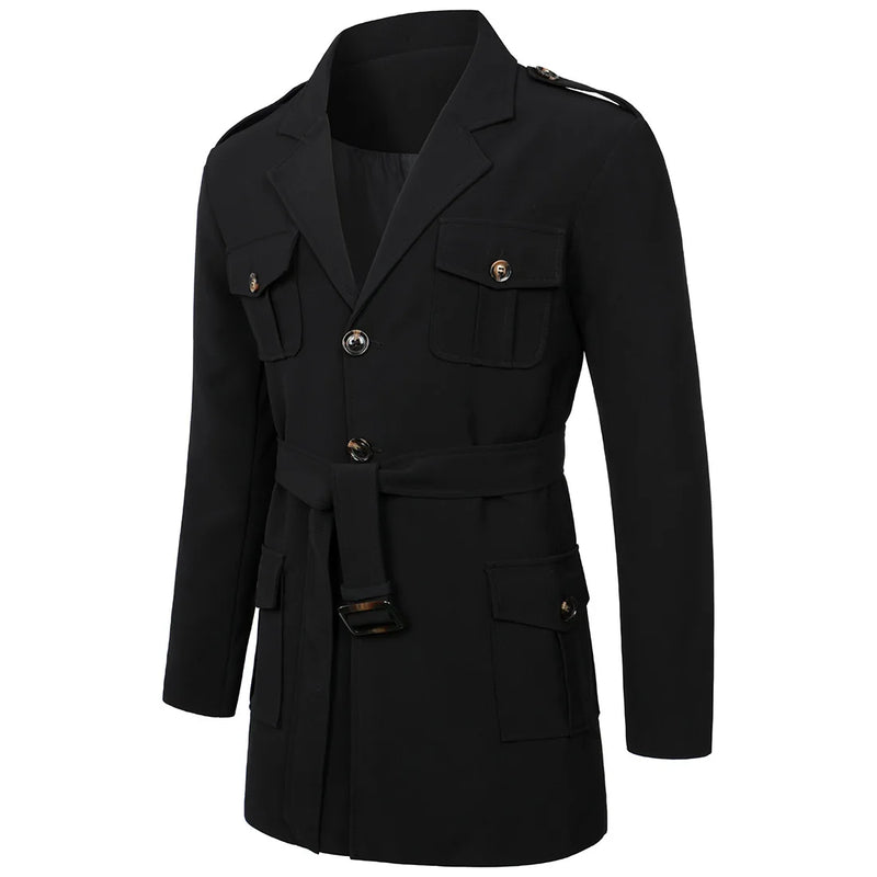 Clothing Men Autumn and Winter Casual Jackets Male Slim Fit Long Lapel Trench Coats