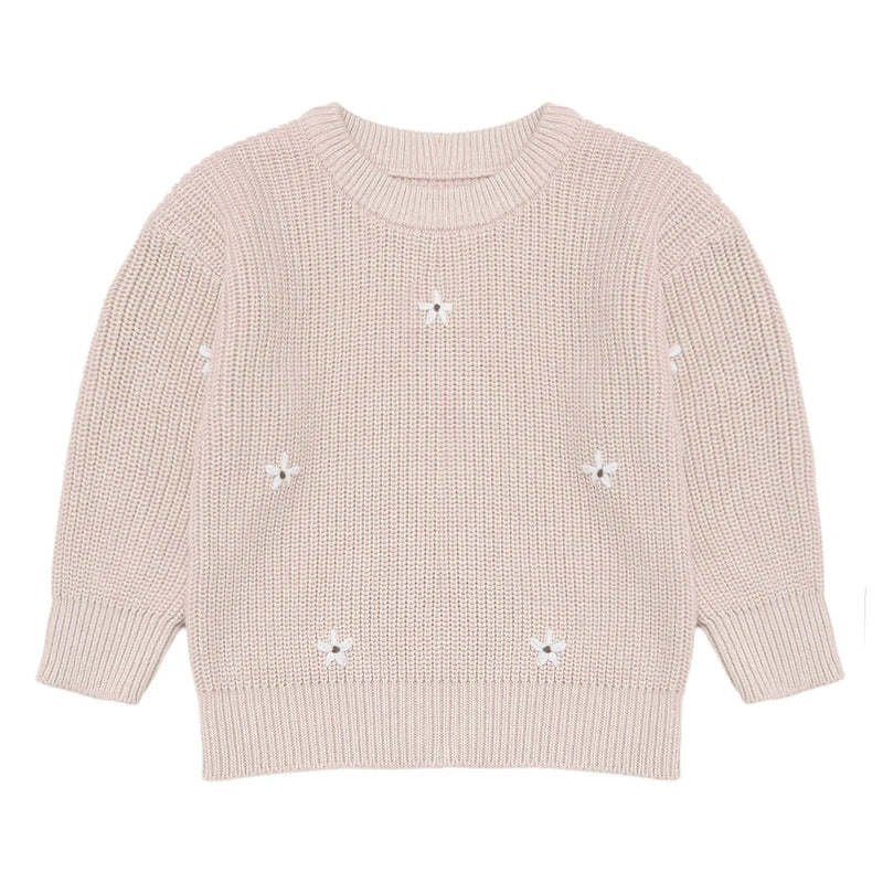 Toddler Baby Girls Knit Sweater Flower Embroidery Pullover Sweatshirt Top Kids Warm Fall Winter