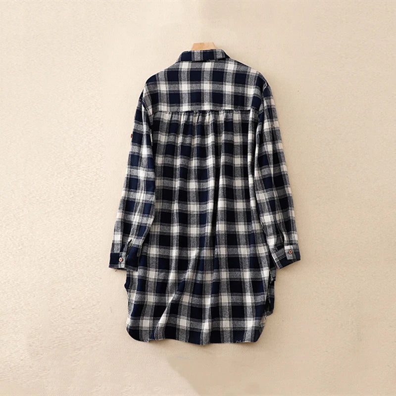 Plaid Blouse Spring Autumn Women Long Sleeve Button Shirt Top Female Elegant Casual Clothing