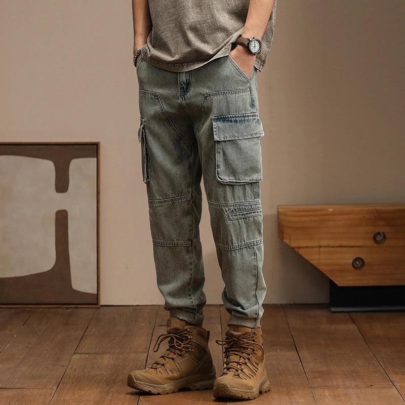 spring summer micro  splicing casual trend jeans men