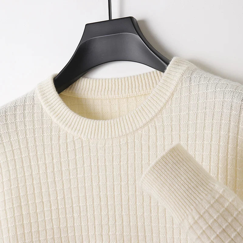 Autumn Winter Cashmere Sweater Wool Men Round Neck Knitted Pullover Thickened Warm Casual