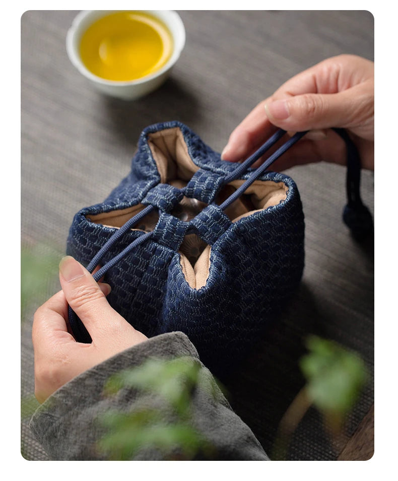 Retro Style Teapot Teacup Storage Bag Pouch Portable Outdoor Travel Master Cup Package Cloth Bag