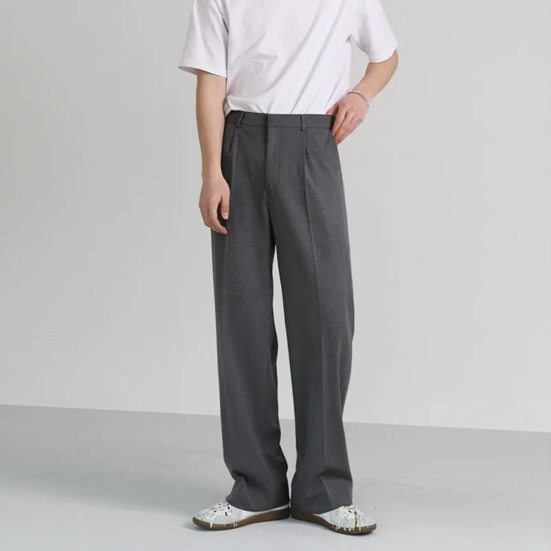 Summer Thin Oversize Suit Pants Men Casual Solid Trousers Male Loose Simple Straight Pants