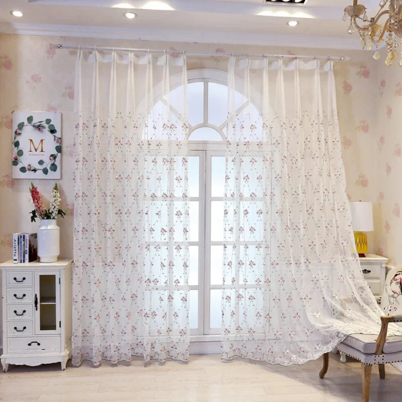 Embroidered American Tulle Curtains for Living Room Bedrooms Plaid Curtains Kitchen Curtains Bedroom