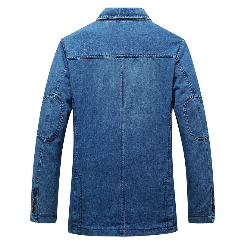 Denim Jacket Windproof Lapel Comfortable Men Clothing Autumn Winter Parkas