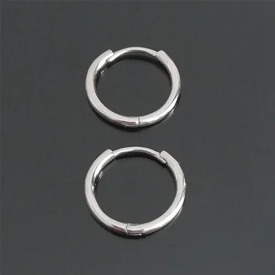 Sterling Silver Unisex Hip Hop Style Hoop Earrings Street Retro Earrings Male Jewelry