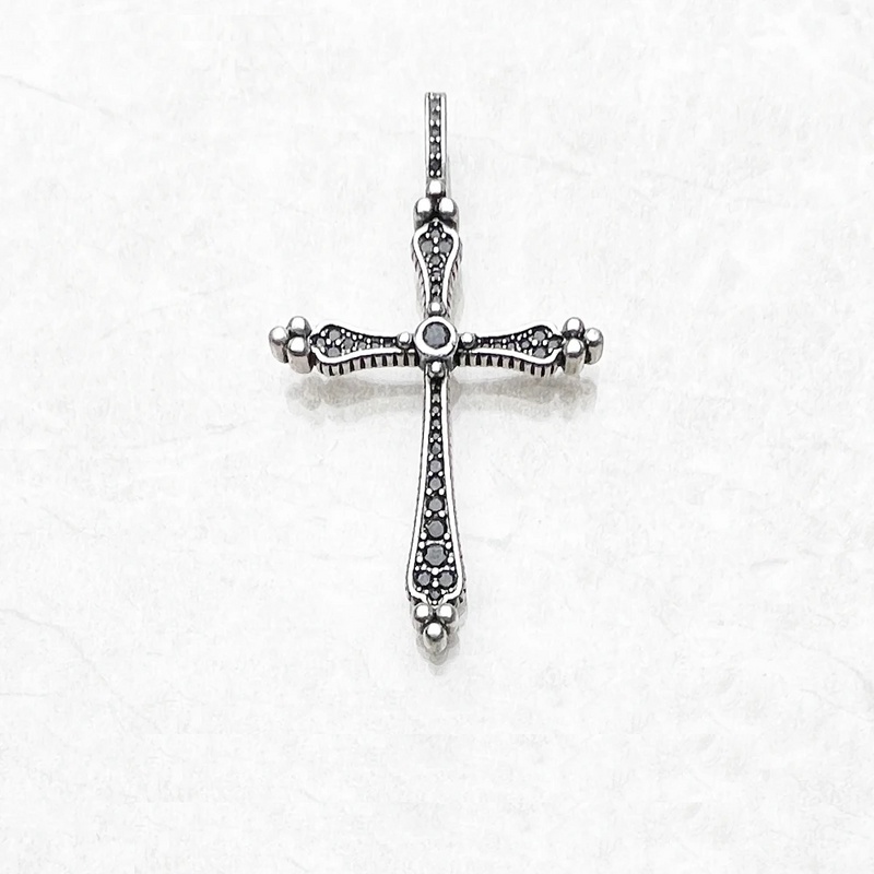 Pendant Black Royalty Cross Real 925 Sterling Silver Jewelry Accessories Gift For Woman Men