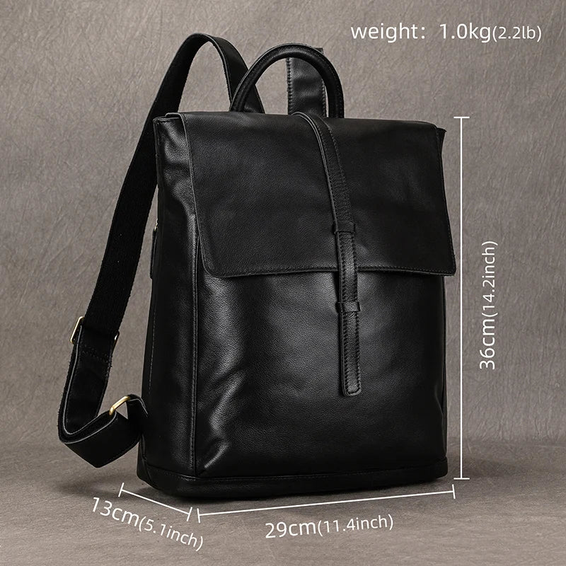 Genuine Leather Men Backpack Male Business Laptop Daypack