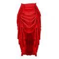 Women Dance Skirt Gothic Irregular Shirring Pleated Ruffle High-Waist High-Low Hem Solid Party Maxi Skirt Daily Clothing