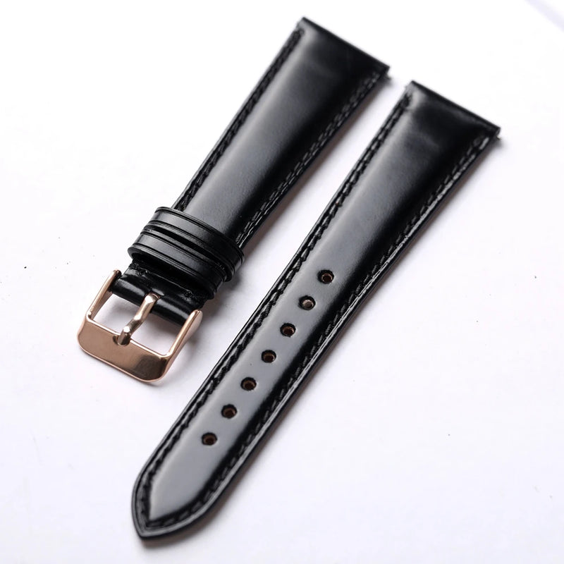 Leather Strap Quick Release Soft Black 18 20 22MM Classic Men's Strap with Vintage Style Bracelet