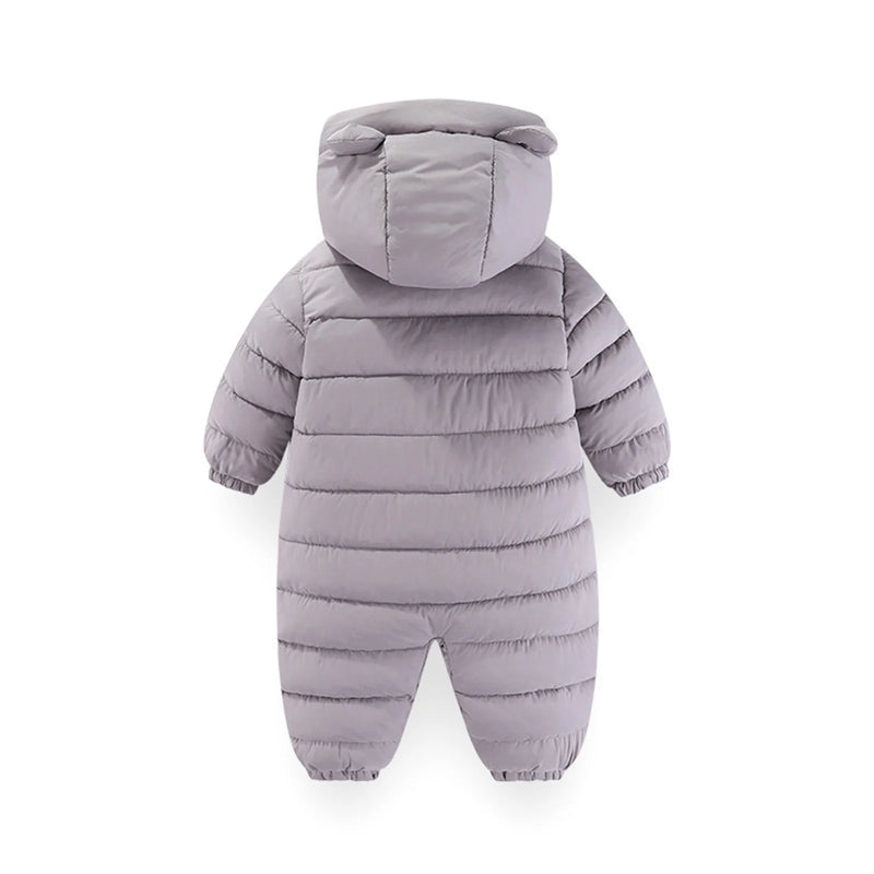 Baby Boys Girls Winter Snowsuit Hooded Double Zipper Romper Thicken Warm Jumpsuit Coat