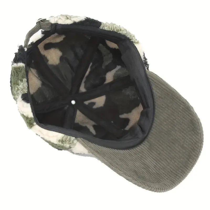 Corduroy Camouflage Feather Baseball Cap With Trendy Pattern For Outdoor