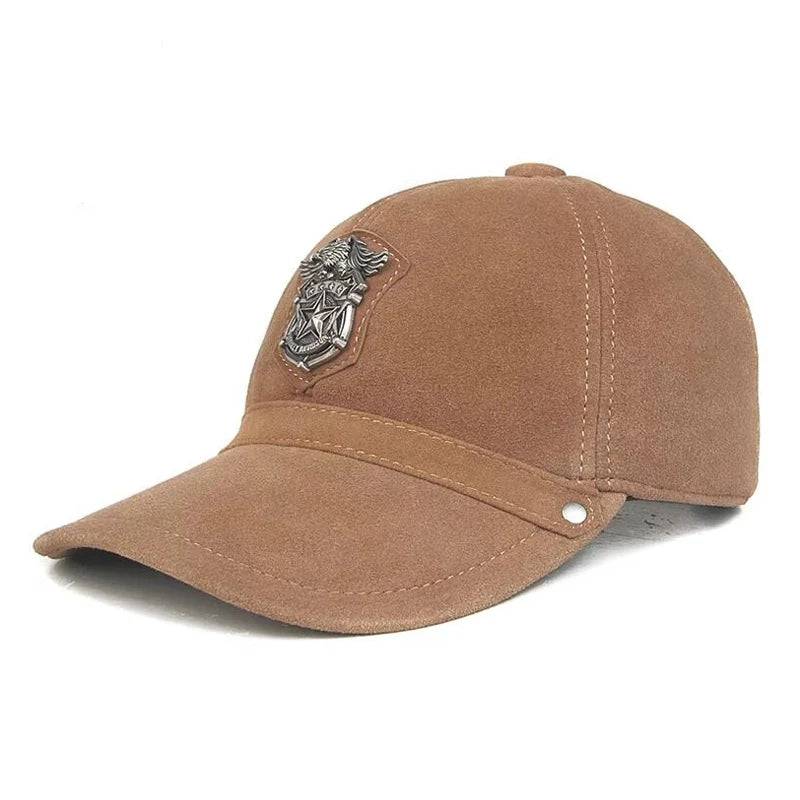 Spring Winter Man Genuine Leather Baseball Caps Male Casual Hats