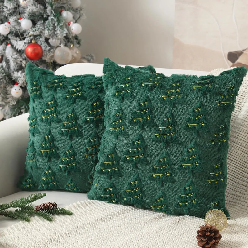 Red Christmas Decorative Pillow Covers Soft Plush Throw Pillows Pillowcases for Couch Sofa Holiday