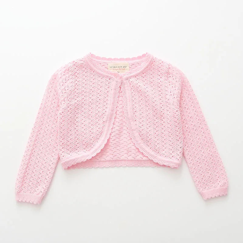 Spring and Autumn Girls Hollow Shawl Coat Simple and Versatile Knitted Shirt