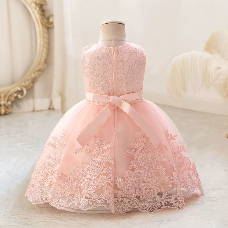 Floral Birthday Dress For Baby Girl Clothes Peach Princess Dress Baptism Girls Dresses