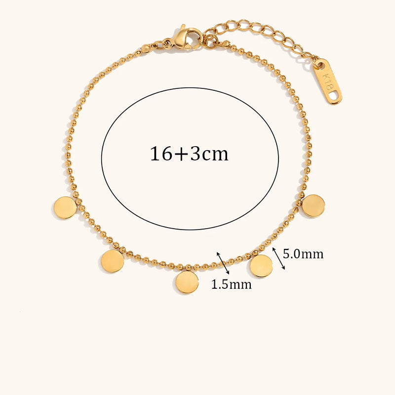 Round Bead Chain Small Stainless Steel Bracelet Women's Waterproof Jewelry Accessories