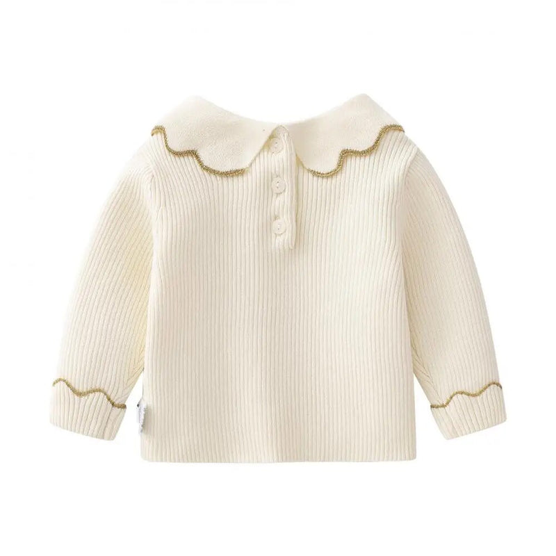 Baby Girls Pullover Sweater for Autumn Winter Kids Elegant Plain All-match Knitted Children Casual Knitwear