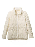 Autumn Winter Down Jacket Women Diamond-shaped Light Down Coat Female Stand Collar White Duck Down Solid Short Parkas