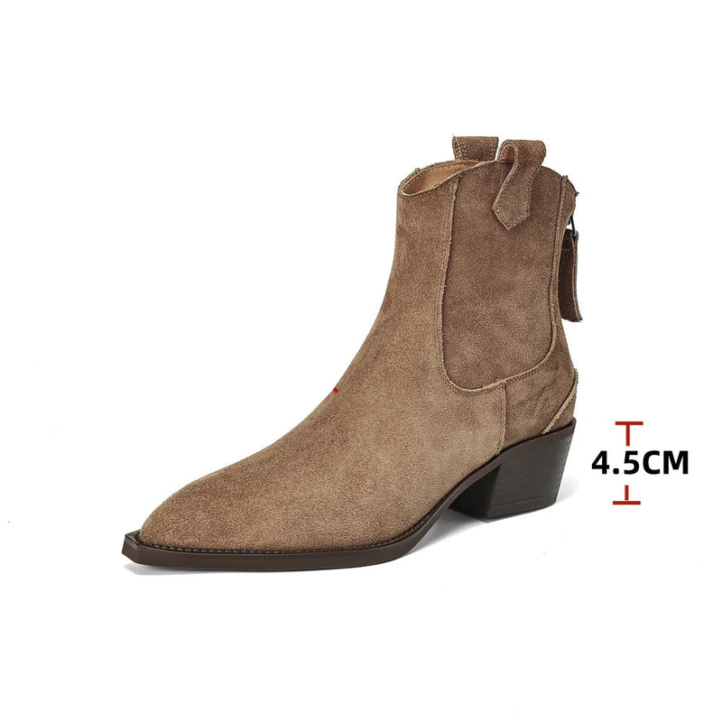 Winter Classic Chelsea Boots for Woman Toe Wedge Heel Ankle Boots Simple Comfortable Boots