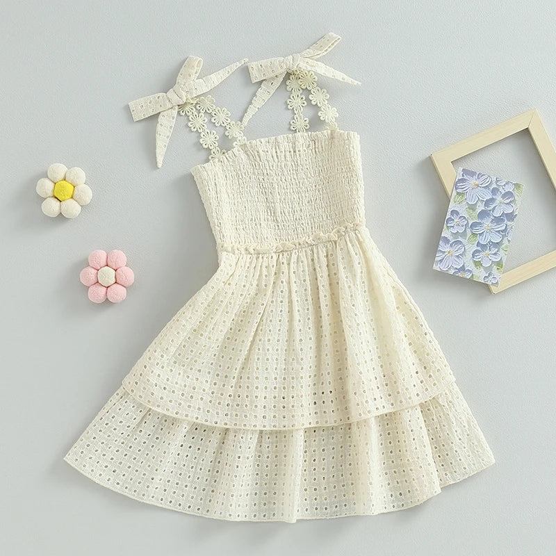 Kids Toddler Girl Summer Dress Sleeveless Bow Ruffle Dresses For Girls Children Clothing