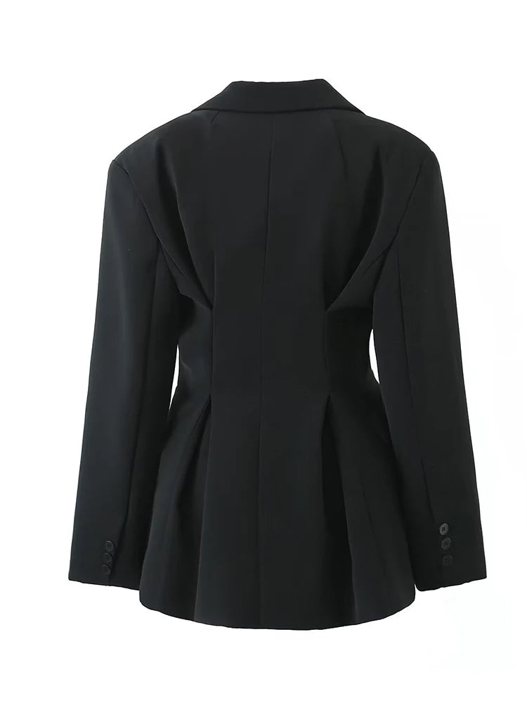 Women Single Button Slim Boyfriend Blazer Coat Long Sleeve Female Black Suit Jacket