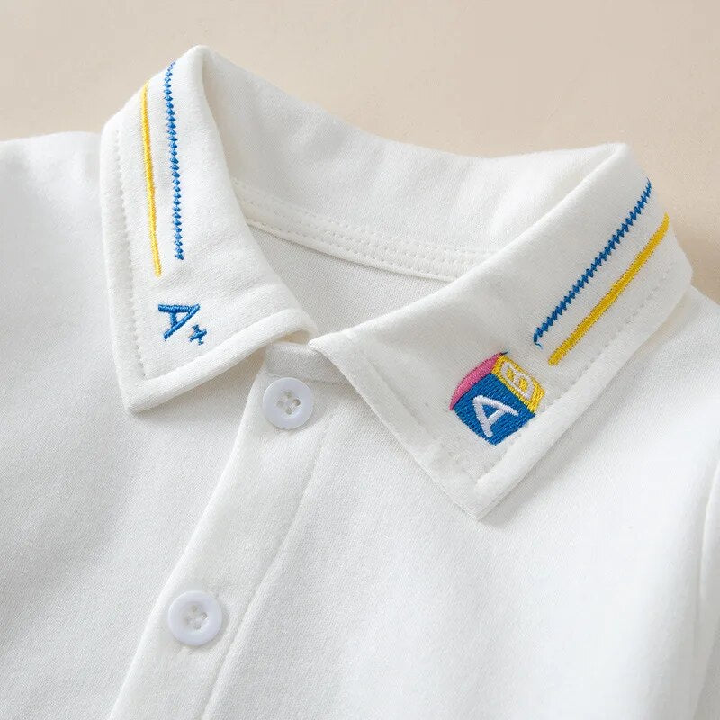 Baby Boys Spring Autumn Embroidery Cotton Polo Tees Children Casual Loose Tops