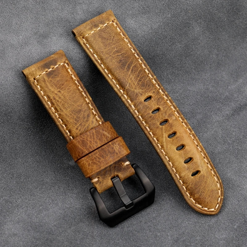 Hand-Crafted First Layer Leather Watchband 20 22 24 26MM Suitable For Leather Soft Bracelet