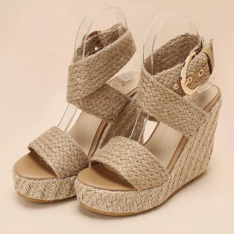 Summer Wedge Shoes For Women Sandals Platform Wedges Knitted Gladiator Flip Flops