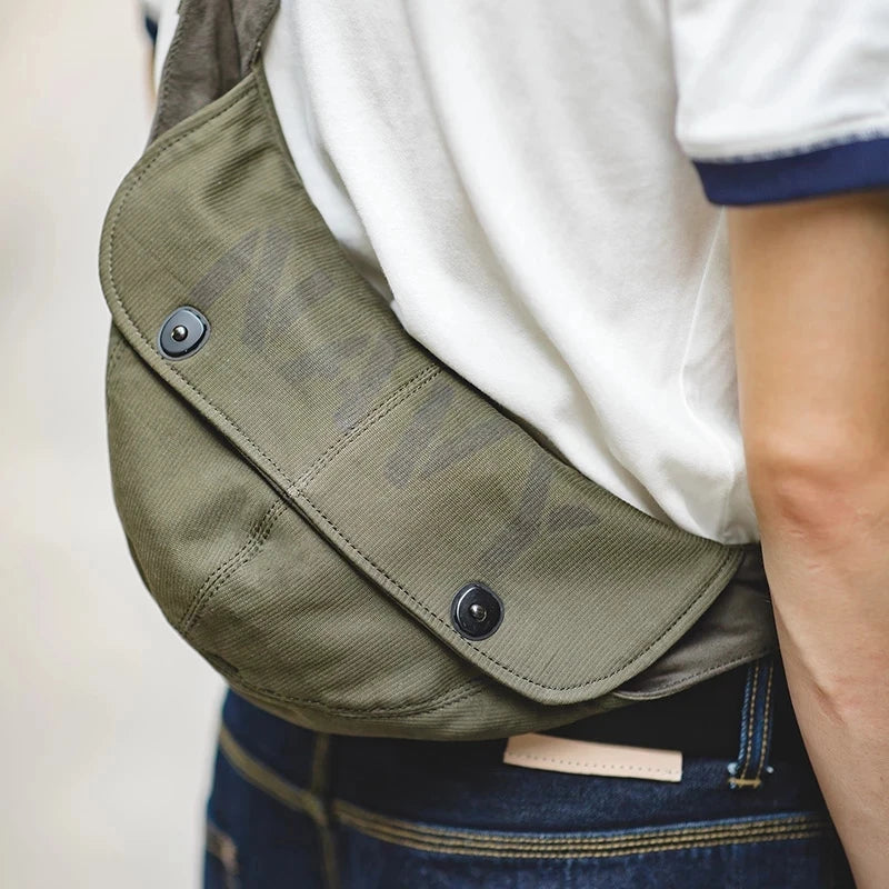 Retro Deck Men's Bags Military Canvas Messenger Crossbody Chest Waist Bag Hats Shoulder Belt Bag