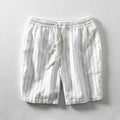 Breathable Men's Linen Casual Shorts for Summer Wear Loose Fit Striped Shorts Men Clothing