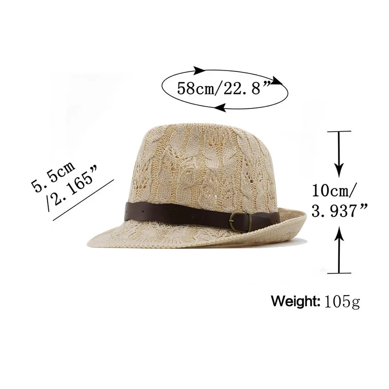 Hollowed Men Panama Hat Men Cotton Fedora Male Sun hat Women Summer Beach hat