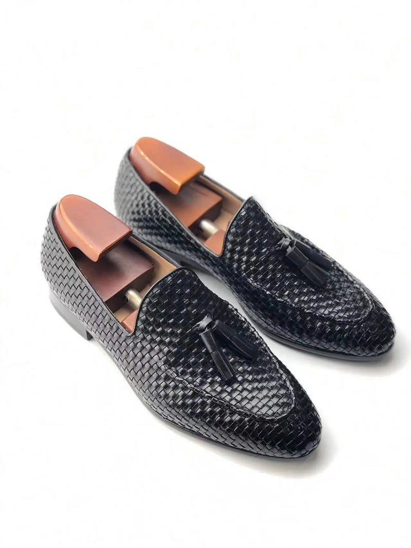 Tassel Weave Loafer Men Classic Leather Outsole Breathable Shoe