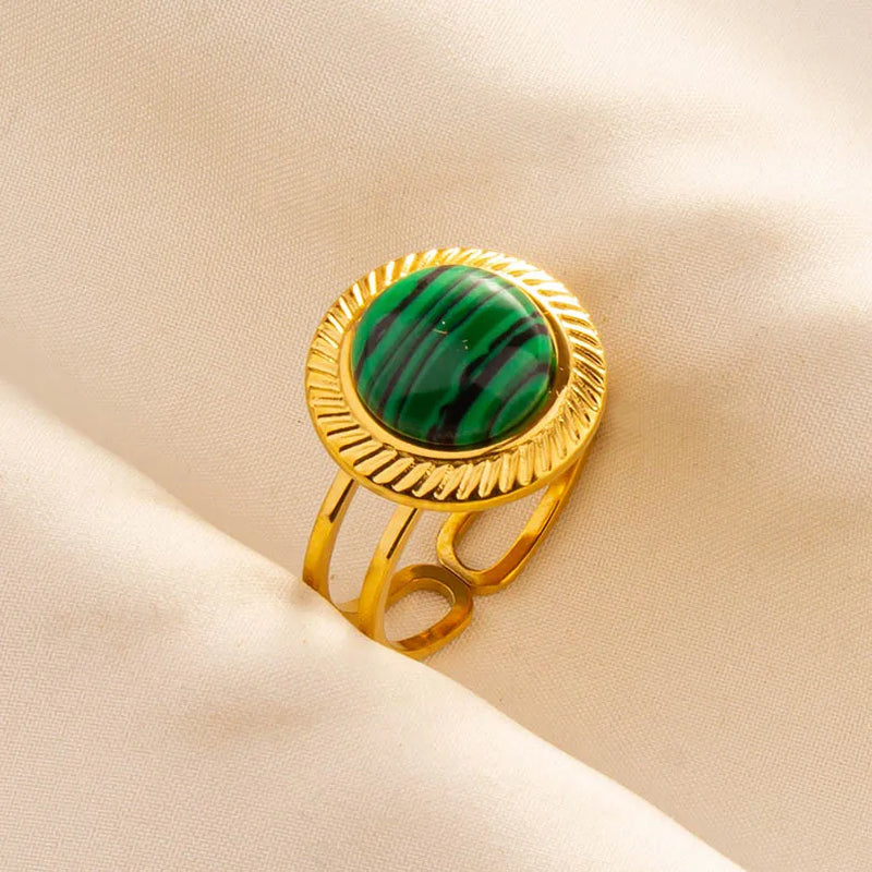 Rings Bohemian Jewelry Green Gemstone Plated Turquoise Rings For Women Girl Gifts Never Fade