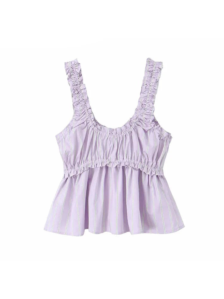 Summer Sleeveless Bow Lace Up Decorate Folds Female Slim Crop Top Women Short Tops