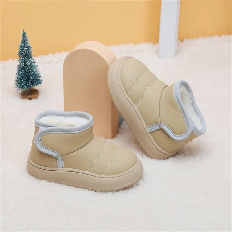 Winter Baby Boots Leather Warm Plush Girls Ankle Boots Soft Sole Boys Cotton Shoes Toddler Infant Shoes