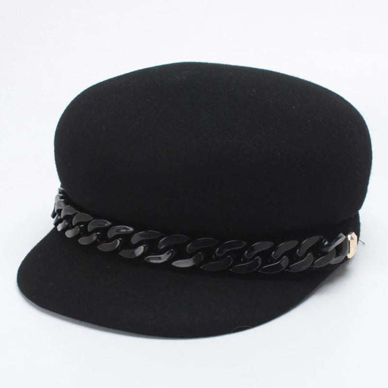 Wool Winter Hat Warm Wool Hat Women Chain Caps Hat Female