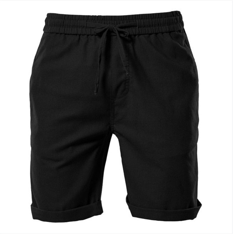 Summer Casual Shorts Men Cotton Solid Boardshort Bermuda Mens Drawstring Men Beach Shorts Sportswear