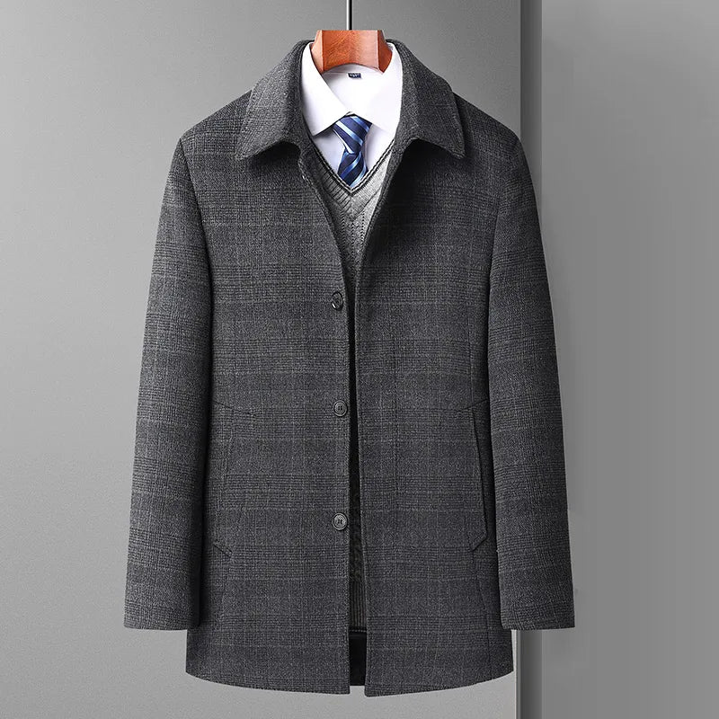 Winter Keep Warm Men's Wool Trench Men Thick Business Casual Classic